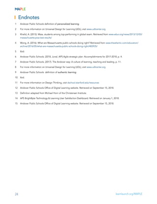 24 learnlaunch.org/MAPLE
Endnotes
1	 Andover Public Schools definition of personalized learning.
2	 For more information o...